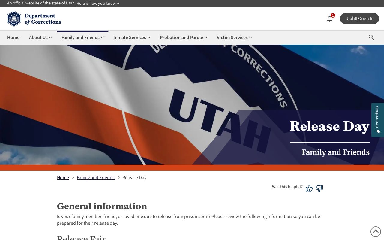 Central Utah Correctional Facility Daggett County release processing at USCF