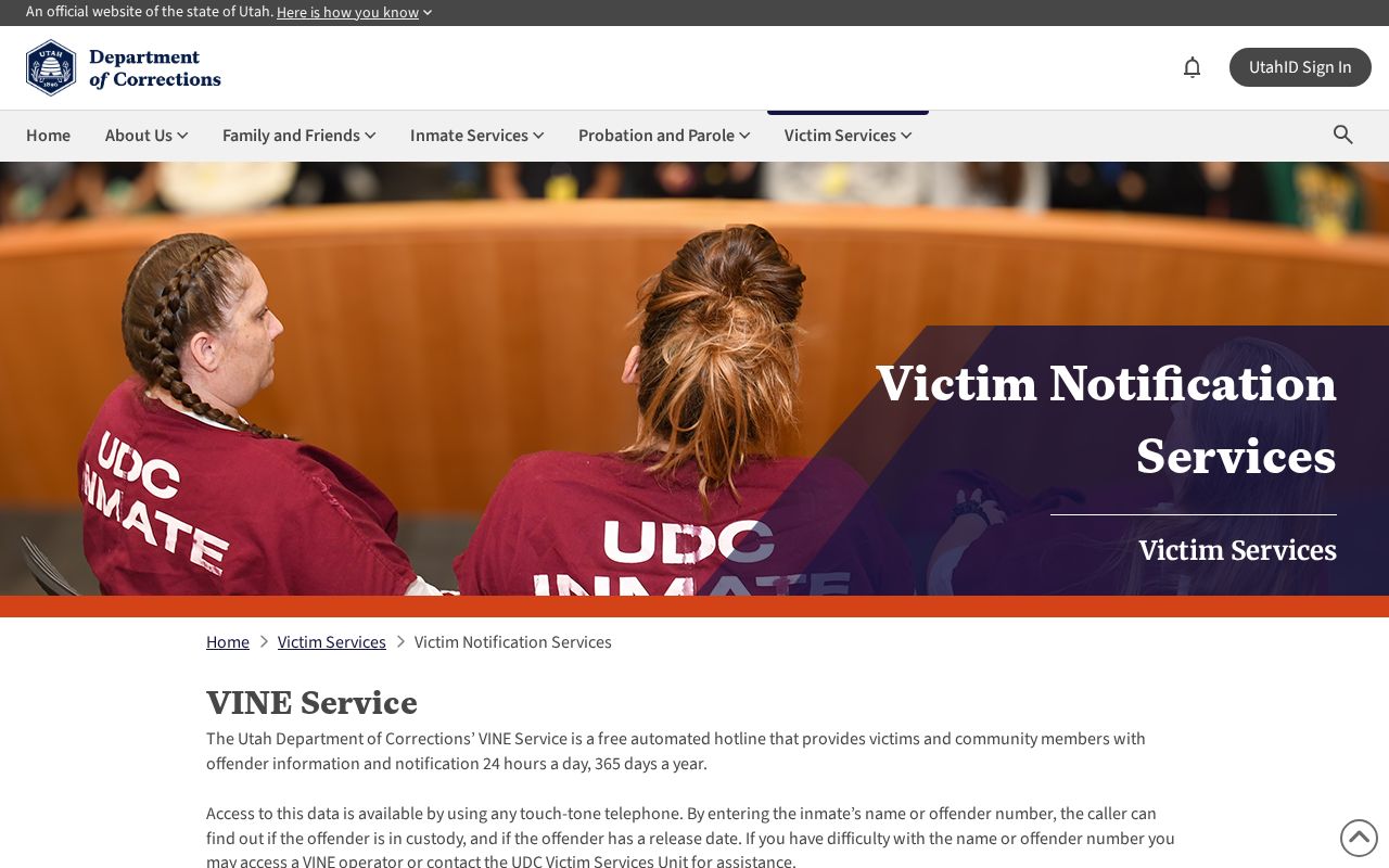 Daggett County Utah VINE release alert instructions and hotline
