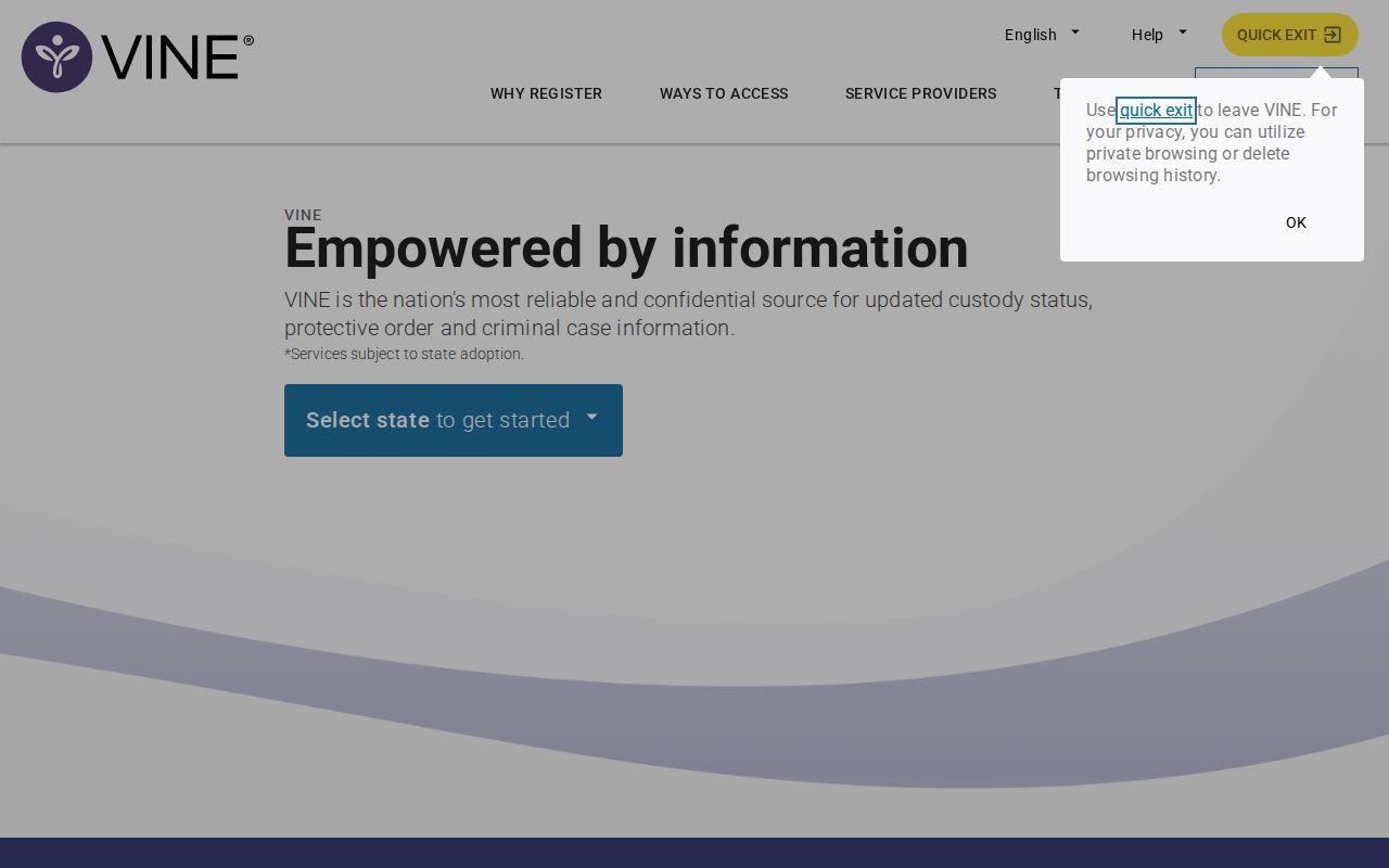 Daggett County VINELink inmate search and release notification interface